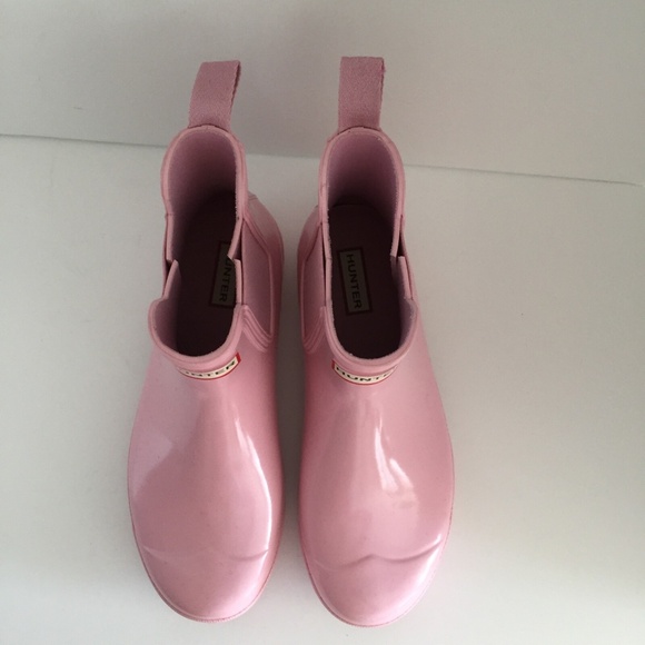Hunter Women's Rain Boots Ankle Rubber Round Toe Glossy Light Pink Size 9 EUC - Picture 6 of 12